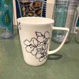 Mug - Fine Bone China Black & White Floral Print